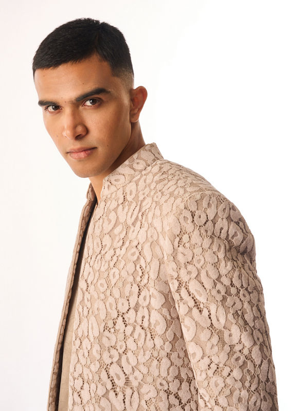 Twamev Men Fawn Velvet Indo Western