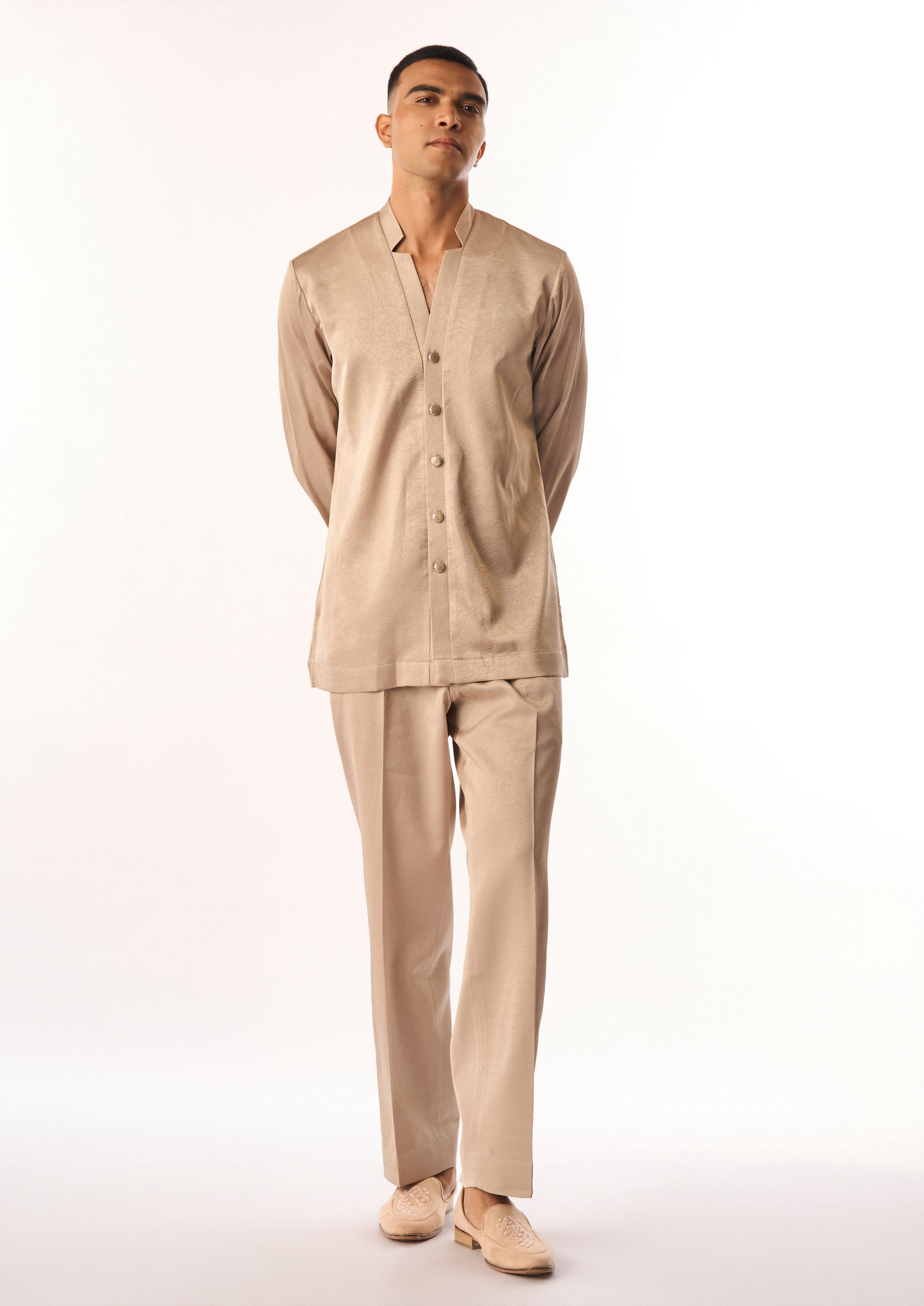 Twamev Men Fawn Velvet Indo Western