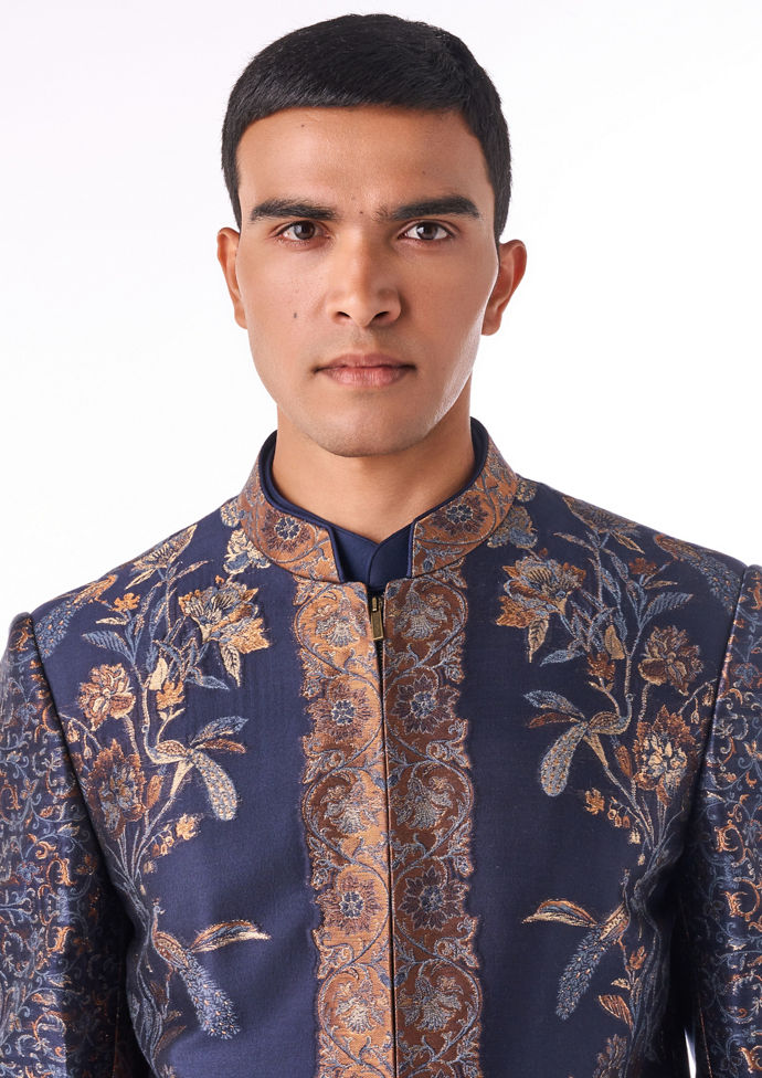 Twamev Men Midnight Blue Indo-Western Set