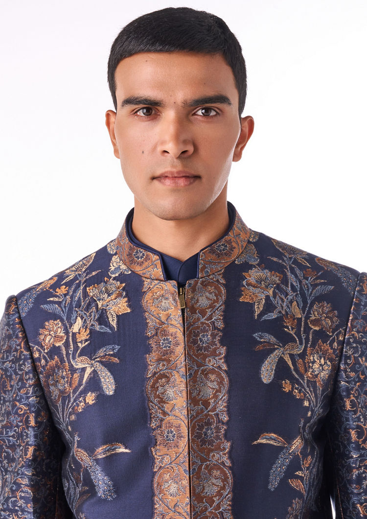 Twamev Men Midnight Blue Indo-Western Set