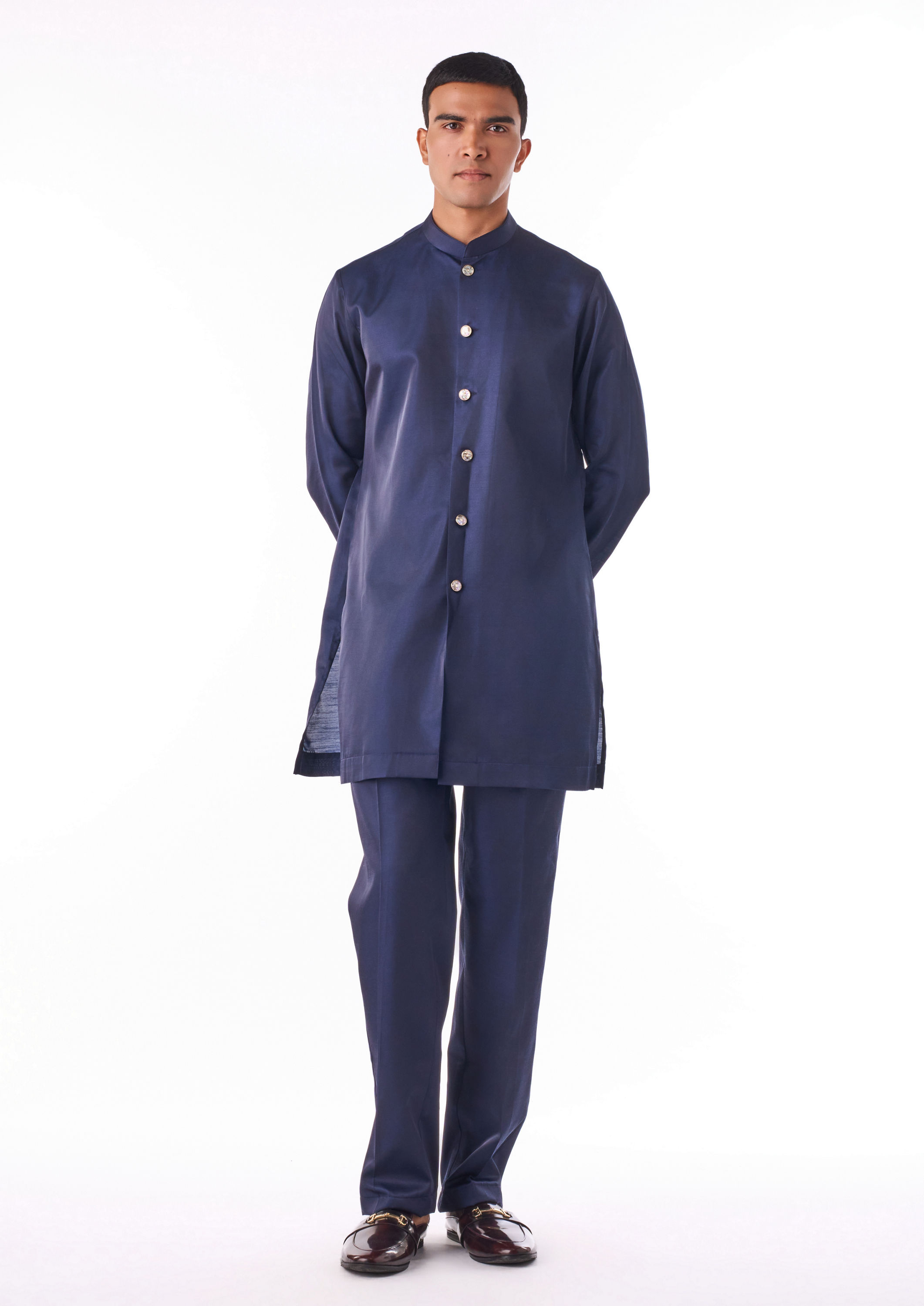 Twamev Men Midnight Blue Indo-Western Set