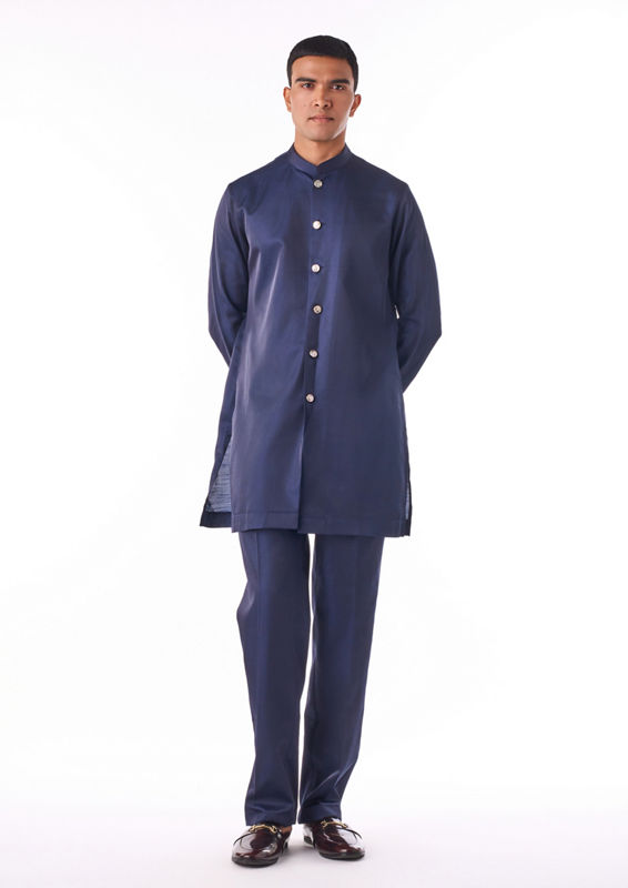 Twamev Men Midnight Blue Indo-Western Set