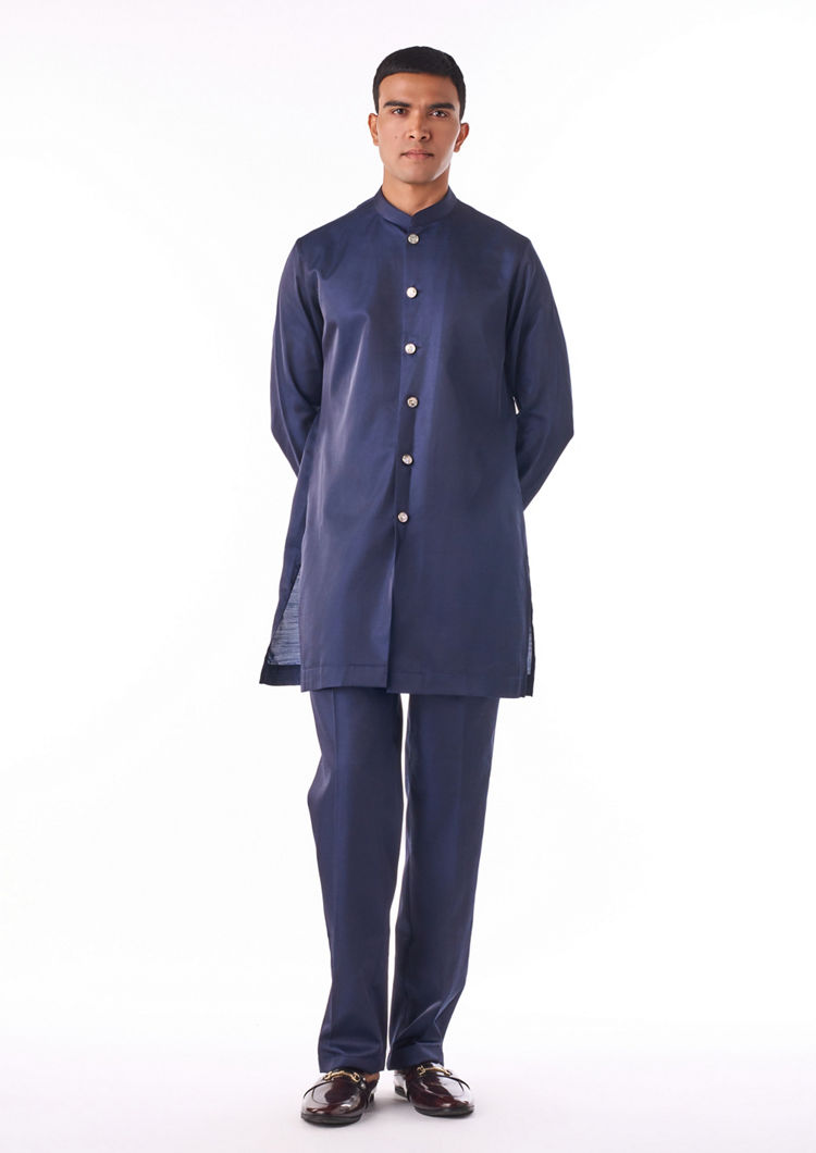 Twamev Men Midnight Blue Indo-Western Set