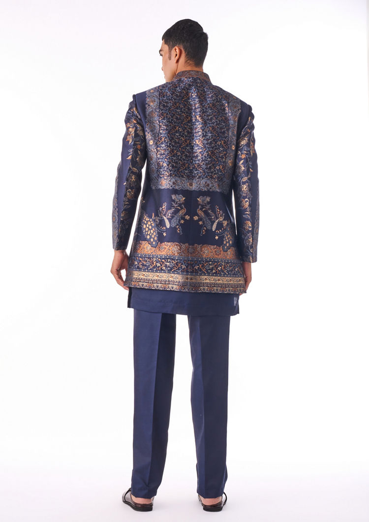 Twamev Men Midnight Blue Indo-Western Set