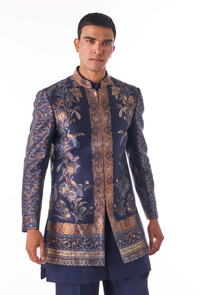 Twamev Men Midnight Blue Indo-Western Set