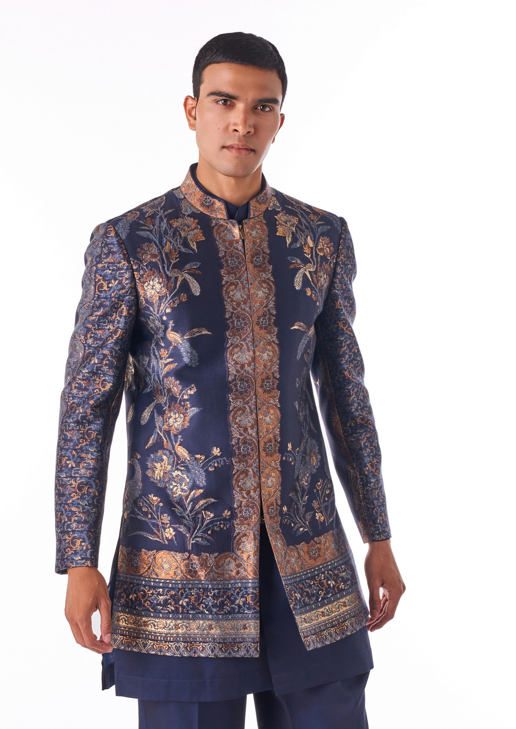 Twamev Men Midnight Blue Indo-Western Set