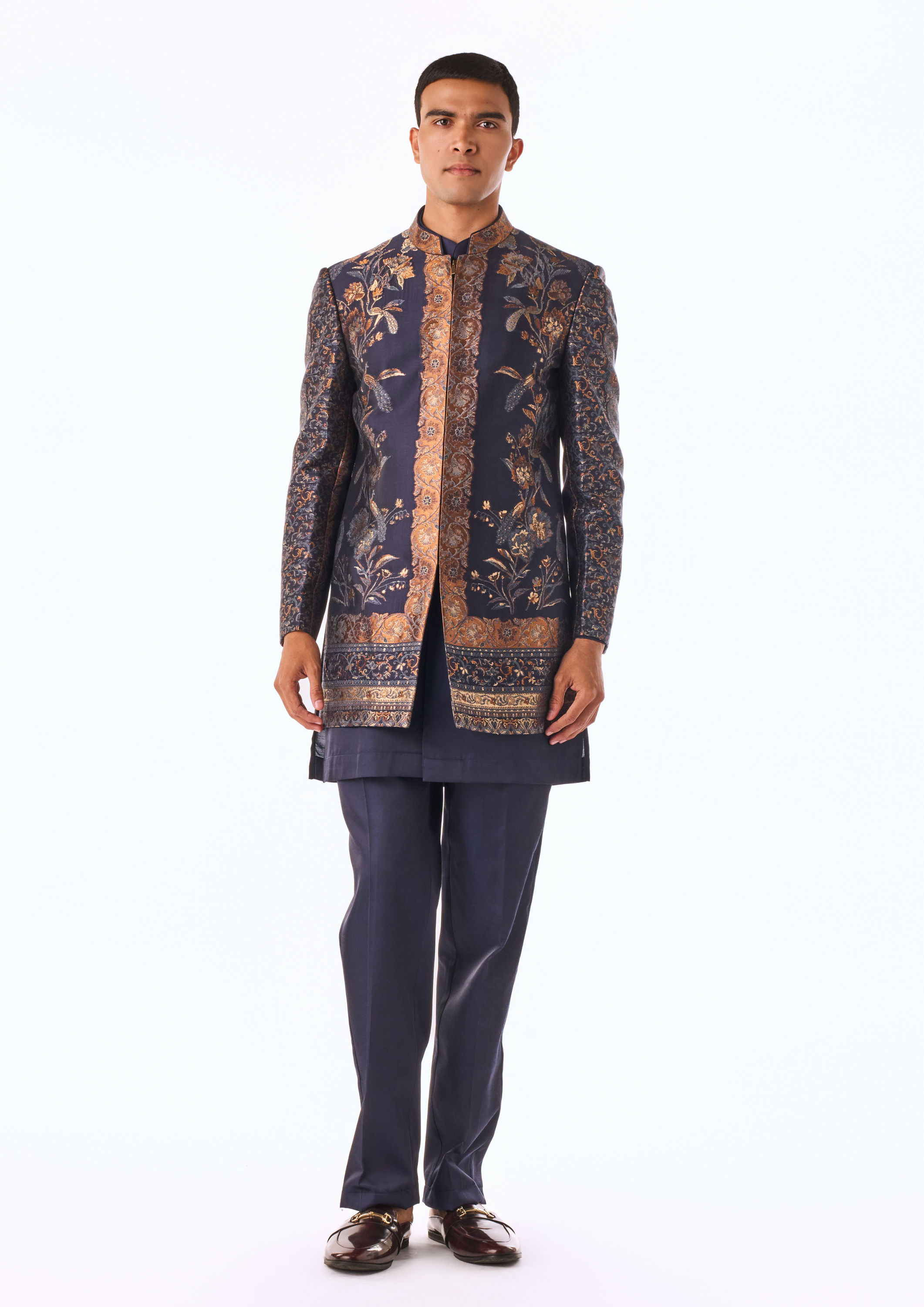Twamev Men Midnight Blue Indo-Western Set