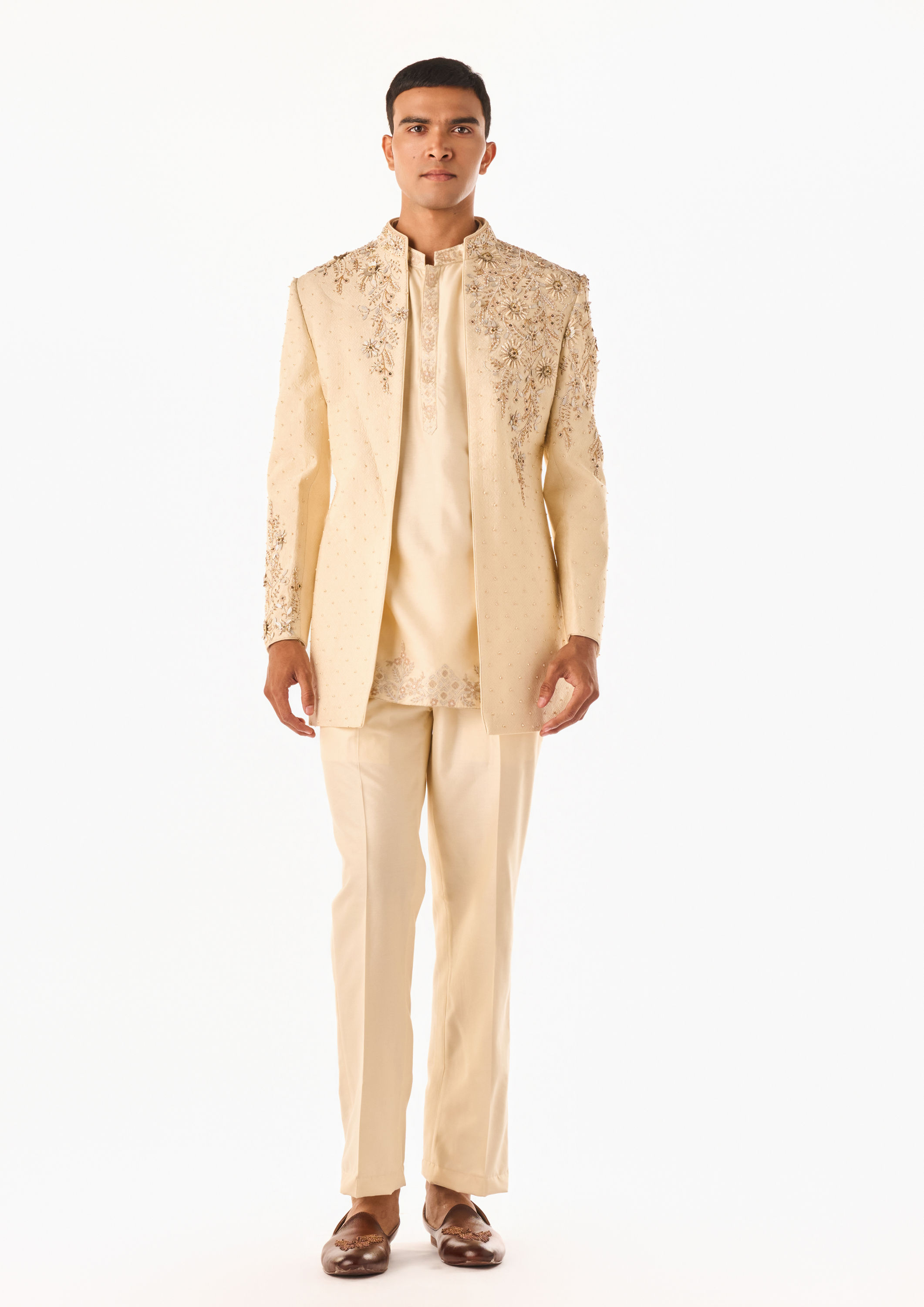 Twamev Men Ivory Zardozi Indo-Western
