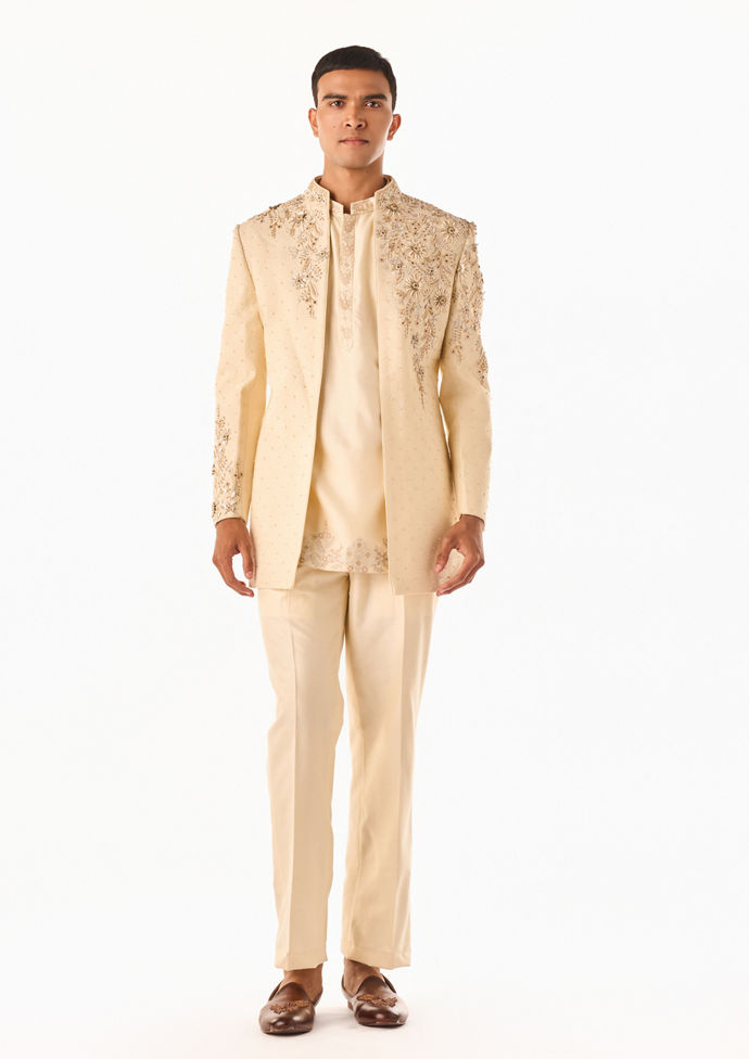 Twamev Men Ivory Zardozi Indo-Western