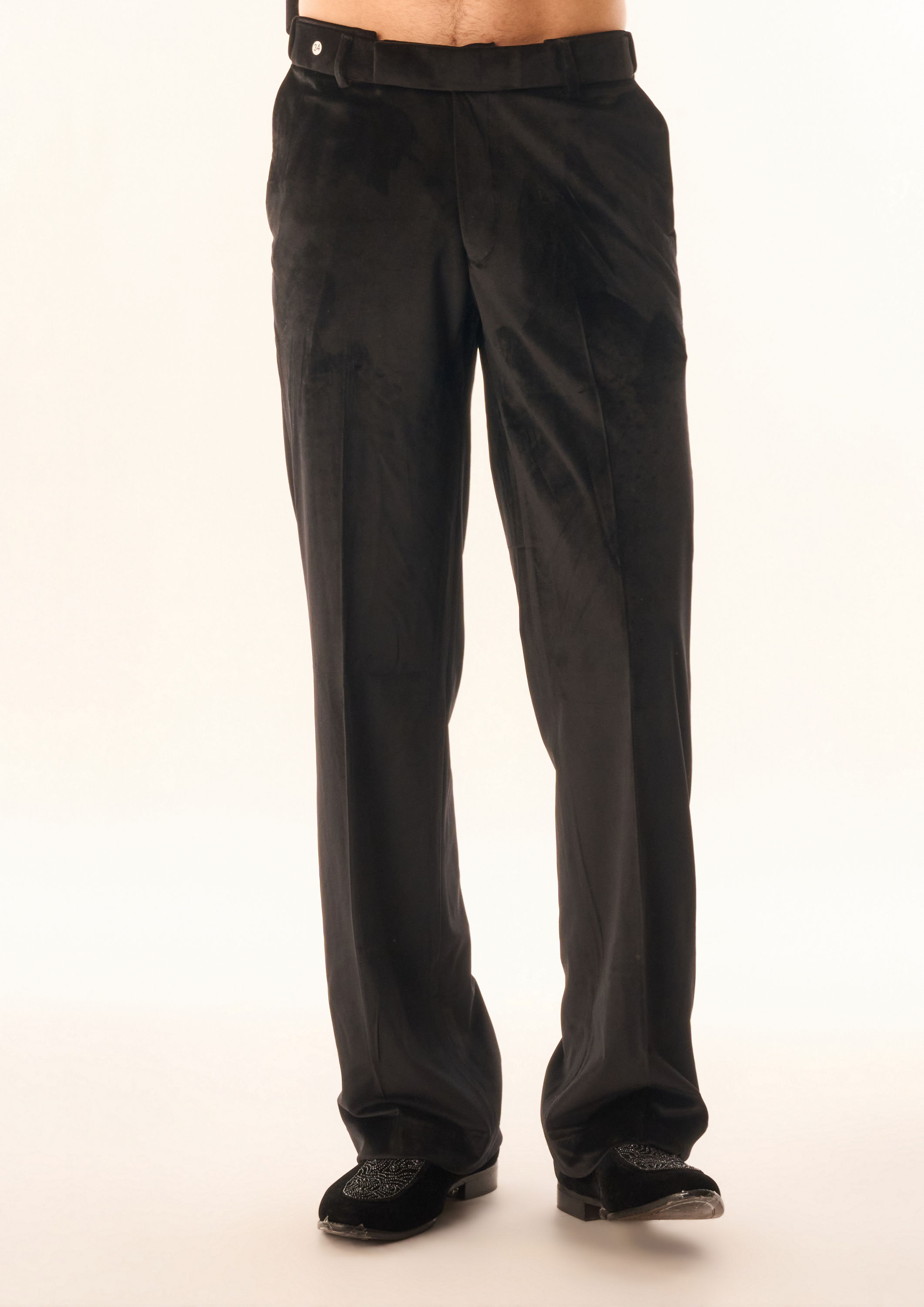 Twamev Men Black Velvet Indo Western Suit with Embellishments