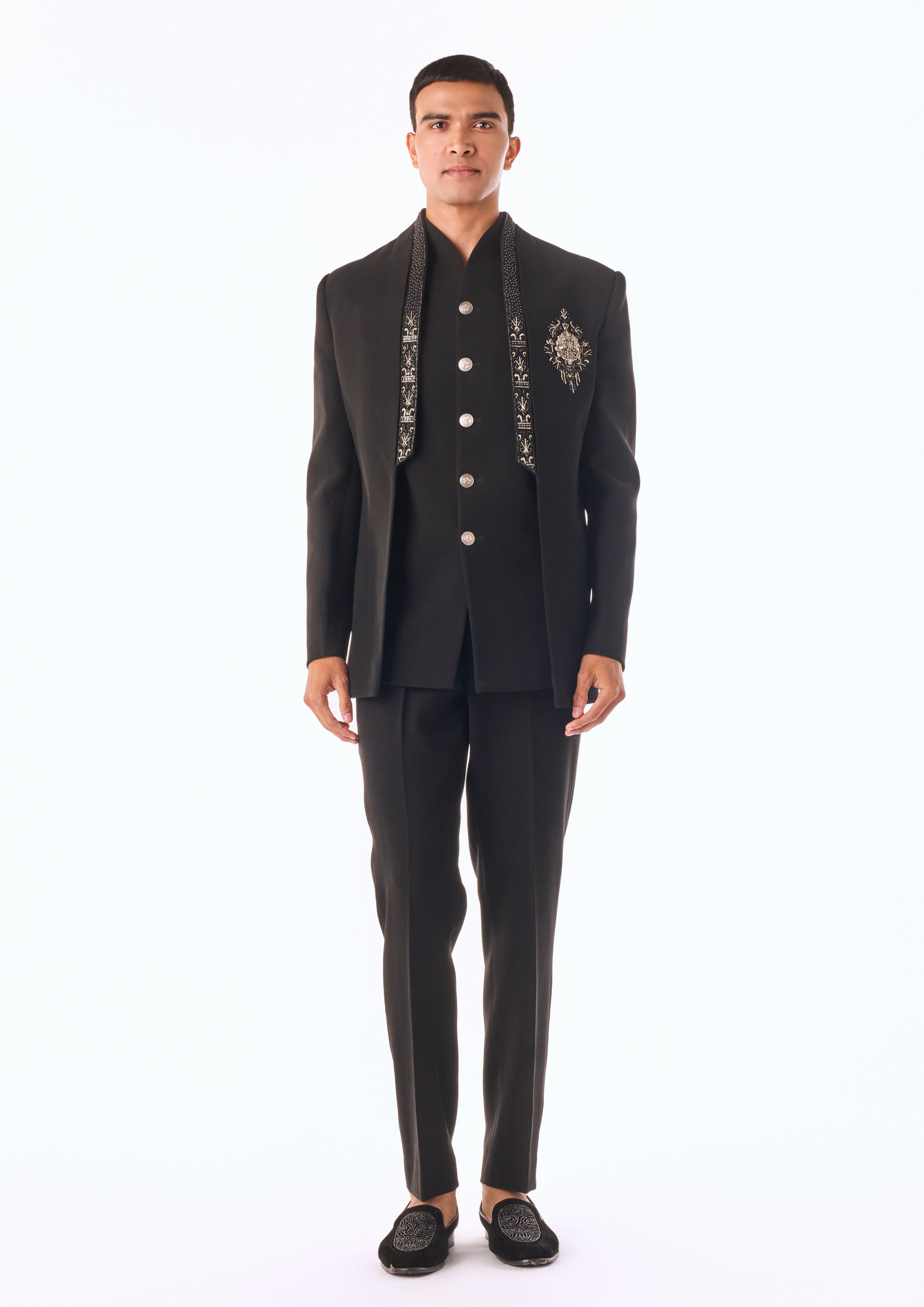 Twamev Men Black Beaded Indo-Western