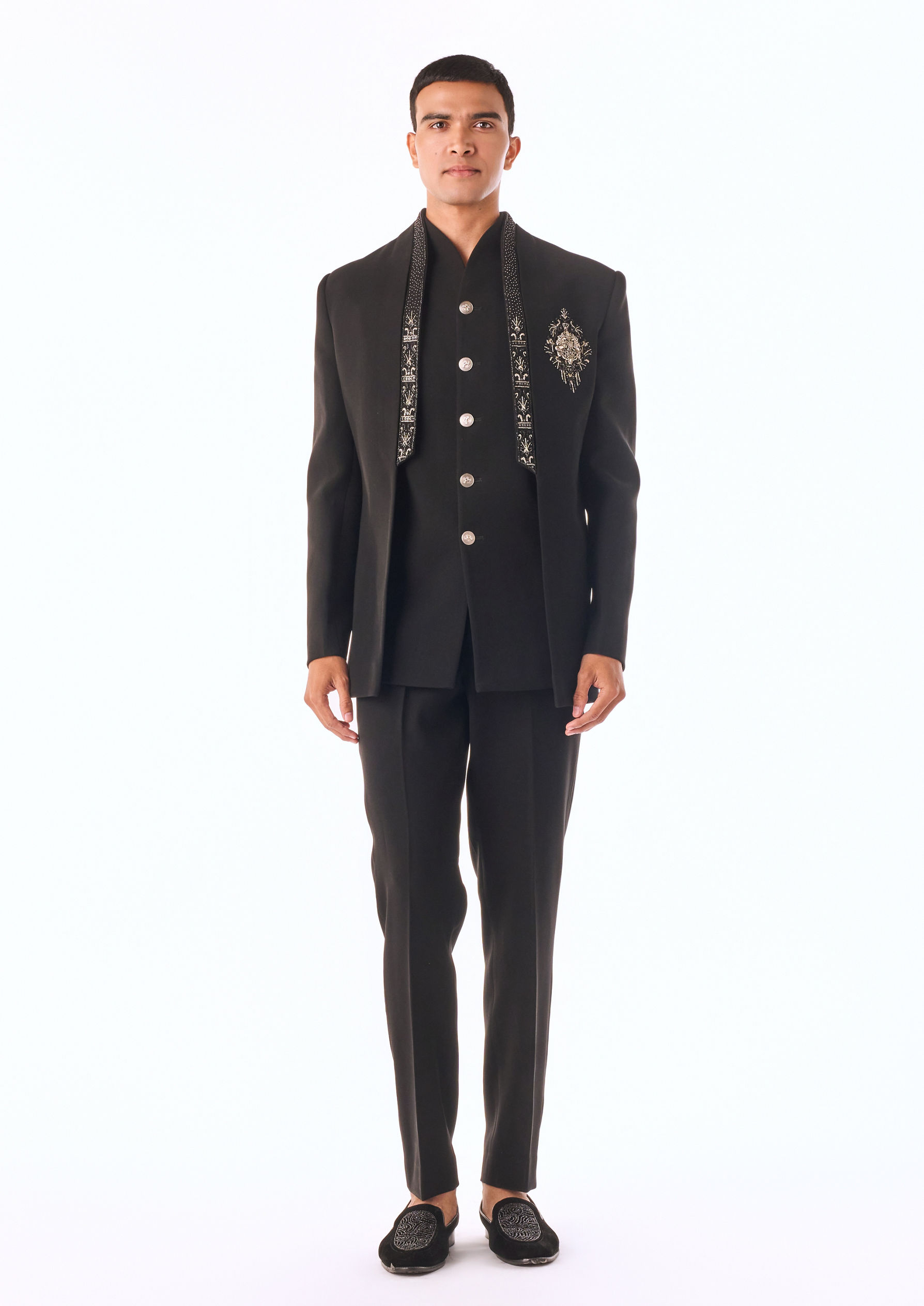 Twamev Men Black Beaded Indo-Western