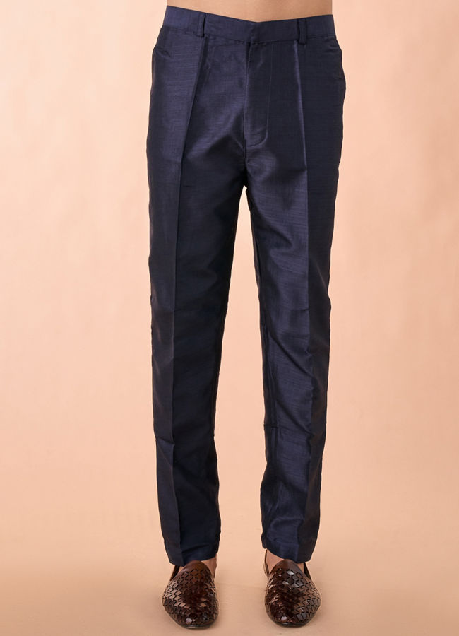 Manyavar Men Regal Blue Kurta Jacket Set