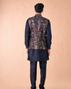 Manyavar Men Regal Blue Kurta Jacket Set