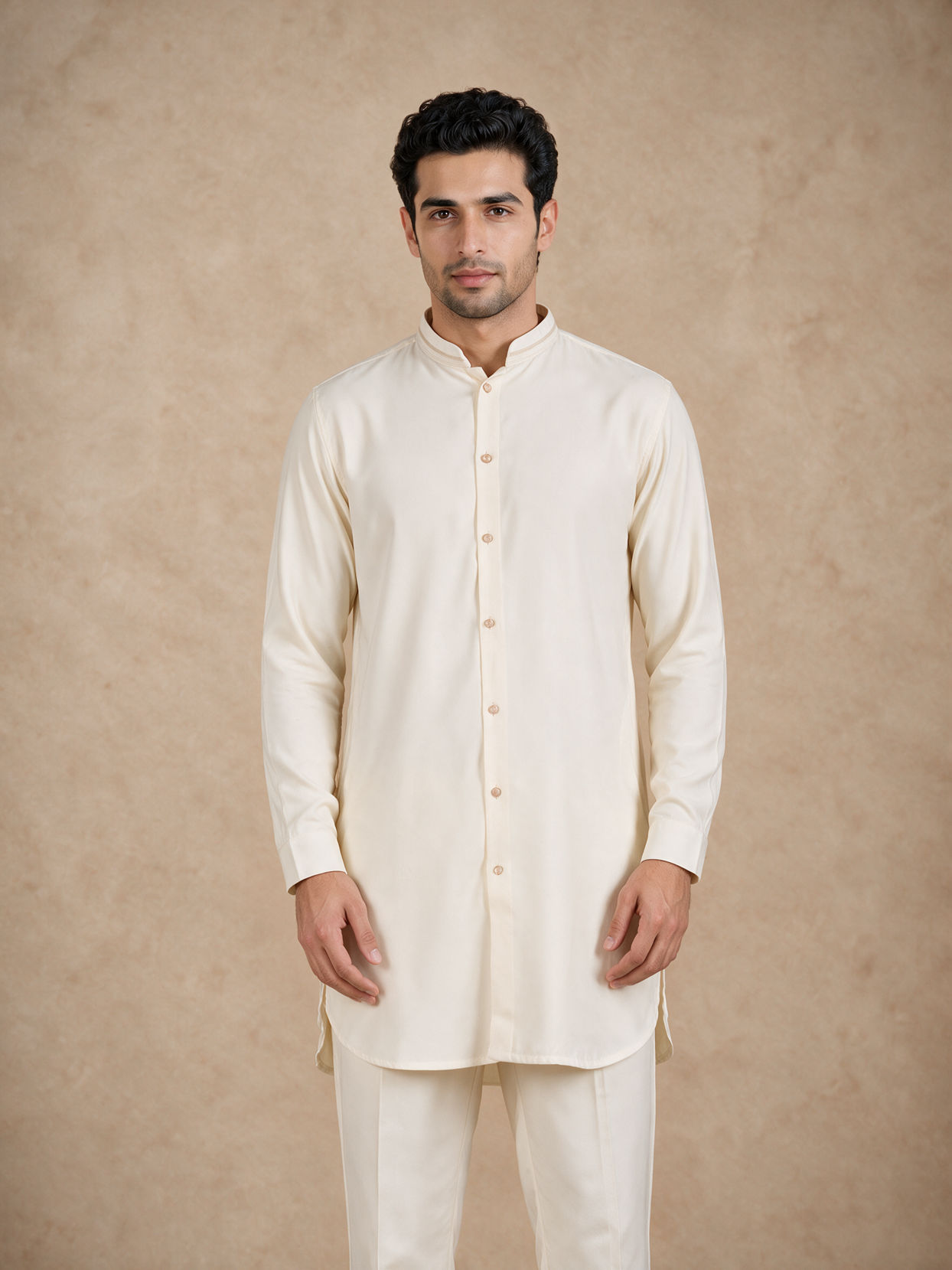 Manyavar Men Blue Silk & Blended Linen Kurta Jacket Set with Thread Embroidery