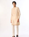 Manyavar Men Beige Art Silk Kurta Jacket Set with Embroidery