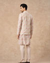 Manyavar Men Pink Blended Viscose Kurta Jacket Set with Print