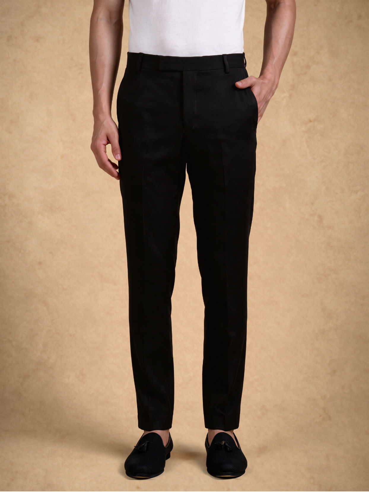 Manyavar Men Black Velvet Kurta Jacket Set with Embroidery