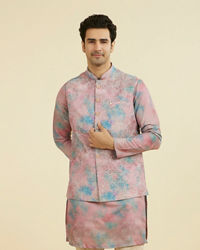 Manyavar Men Dusty Pink Kurta Jacket Set