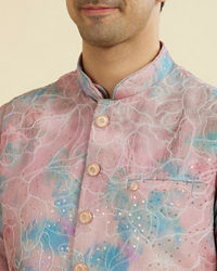 Manyavar Men Dusty Pink Kurta Jacket Set