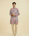 Manyavar Men Dusty Pink Kurta Jacket Set