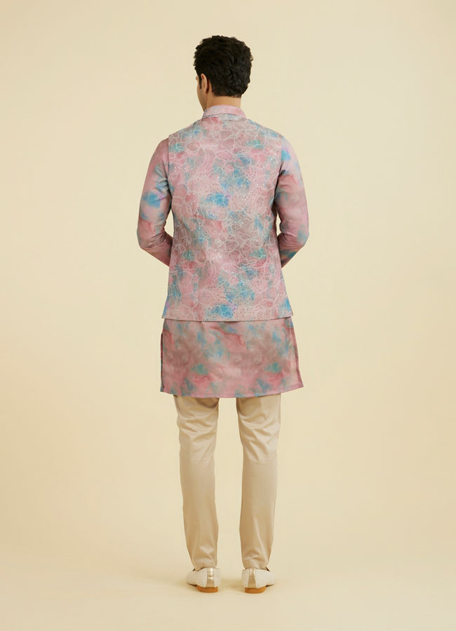 Manyavar Men Dusty Pink Kurta Jacket Set