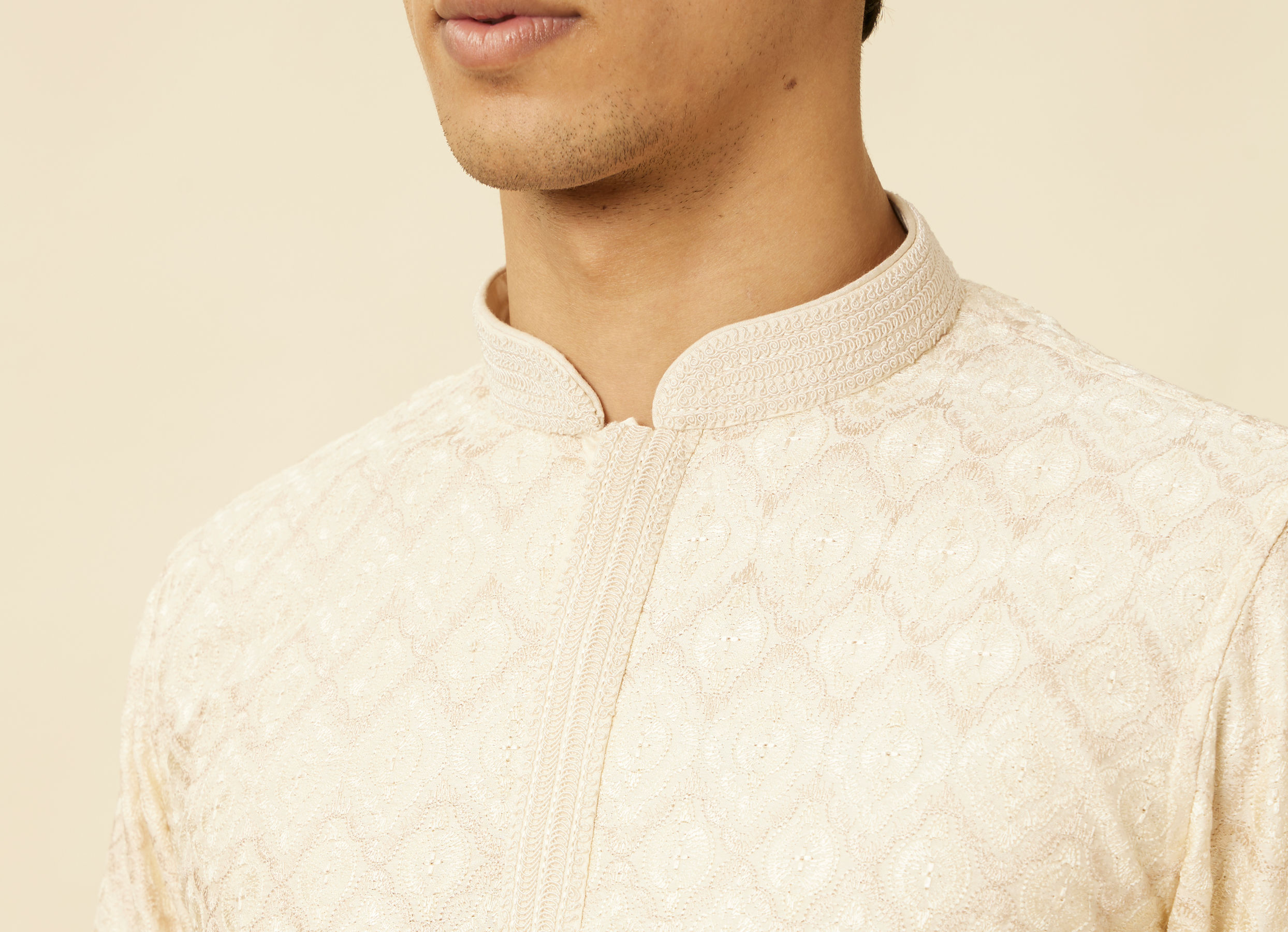 Twamev Men Opulent Cream Kurta Set