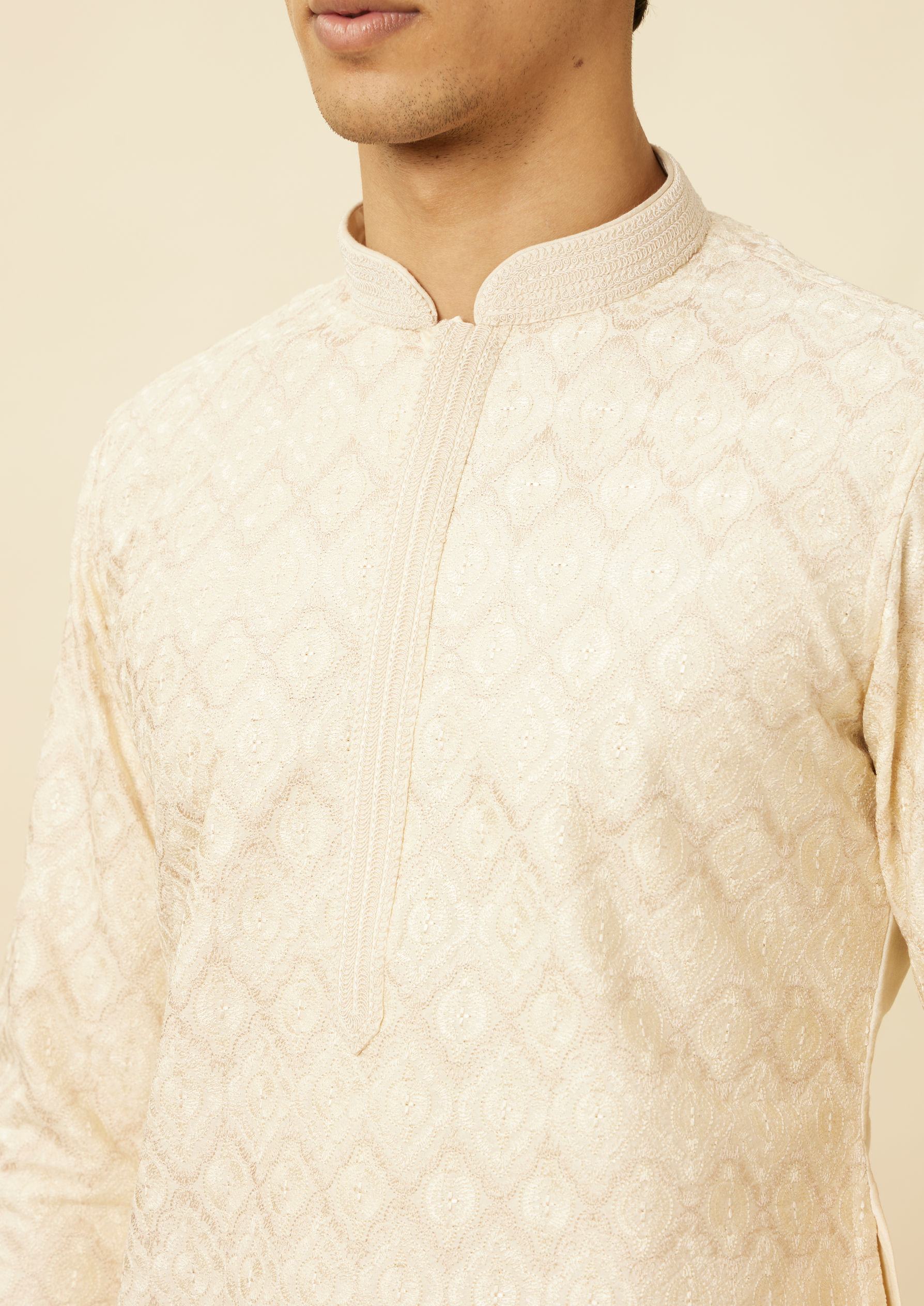 Twamev Men Opulent Cream Kurta Set