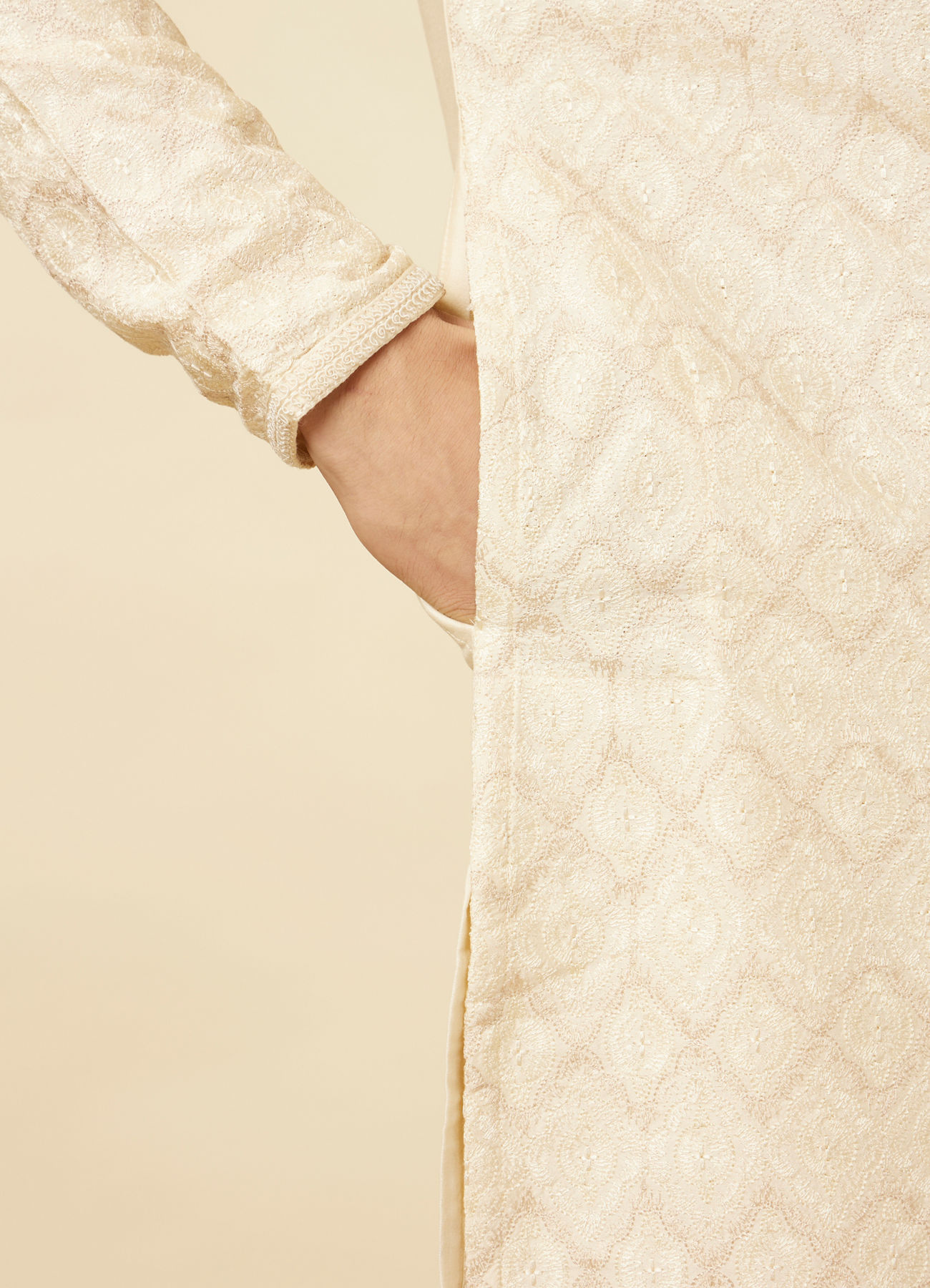 Twamev Men Opulent Cream Kurta Set