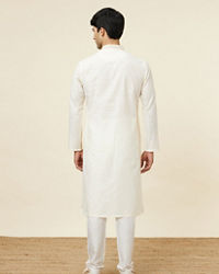 Twamev Men Cannoli Cream Jacquard Patterned Kurta Set