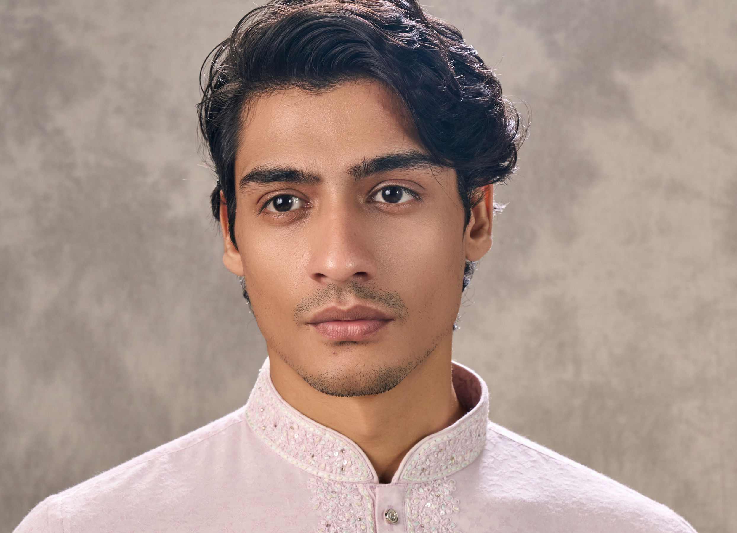 Twamev Men Pink Blended Viscose Kurta Churidar