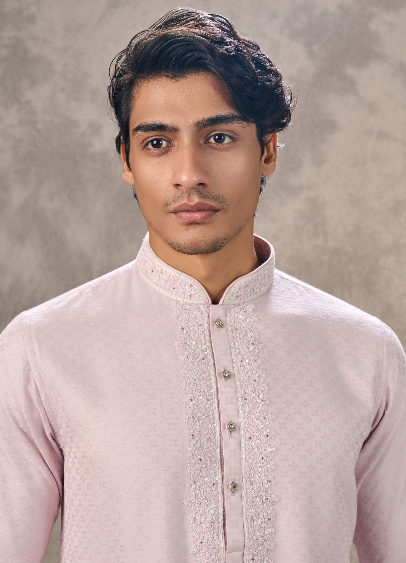 Twamev Men Pink Blended Viscose Kurta Churidar