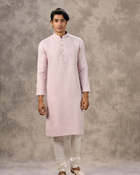 Twamev Men Pink Blended Viscose Kurta Churidar