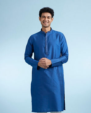 Diwas Men Mid Blue Festival Ensemble Kurta Pajama