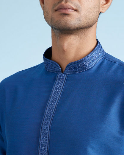 Diwas Men Mid Blue Festival Ensemble Kurta Pajama