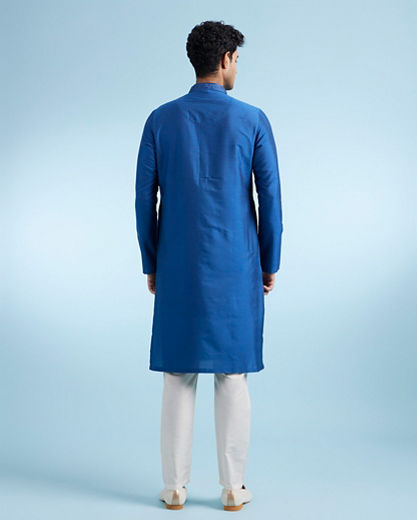 Diwas Men Mid Blue Festival Ensemble Kurta Pajama