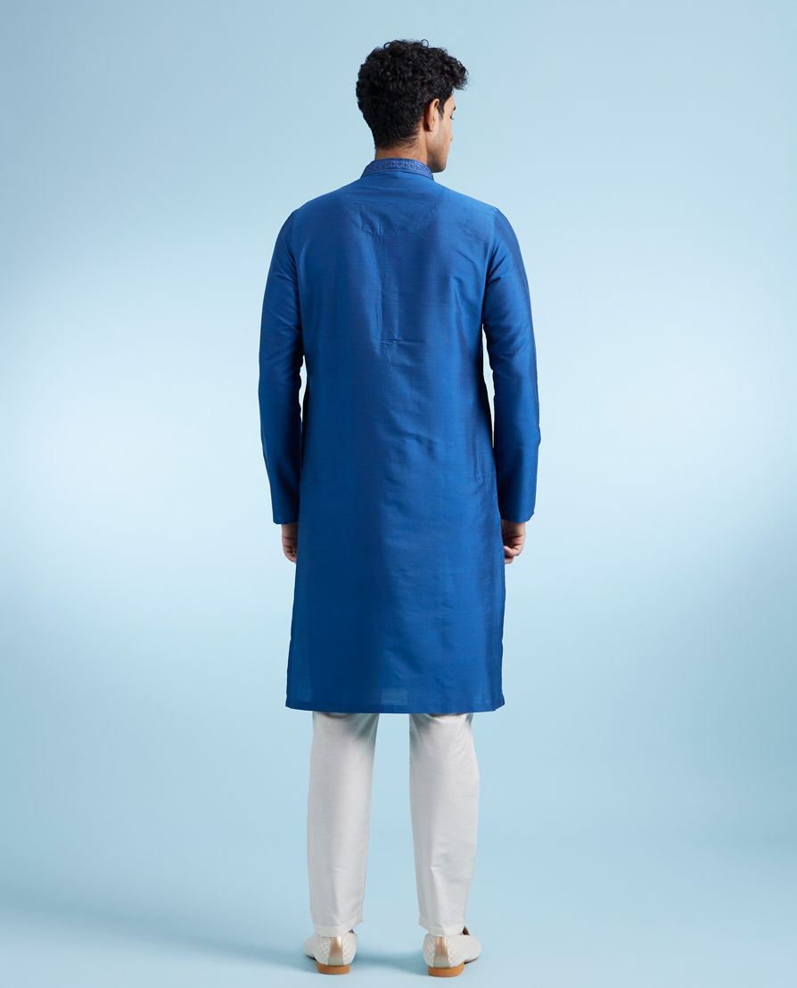 Diwas Men Mid Blue Festival Ensemble Kurta Pajama