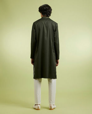 Diwas Men Olive Green Elegance Kurta Pajama
