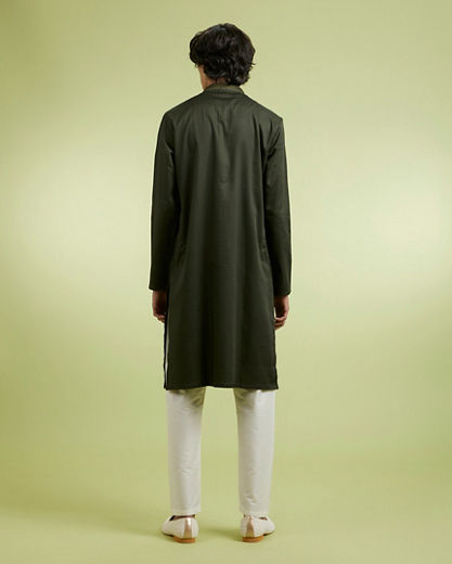 Diwas Men Olive Green Elegance Kurta Pajama