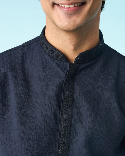 Diwas Men Elegant Dark Blue Kurta Pajama