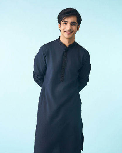 Diwas Men Elegant Dark Blue Kurta Pajama