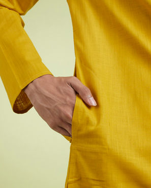 Diwas Men Enchanting Mustard Cotton Kurta Pajama