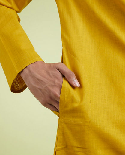Diwas Men Enchanting Mustard Cotton Kurta Pajama