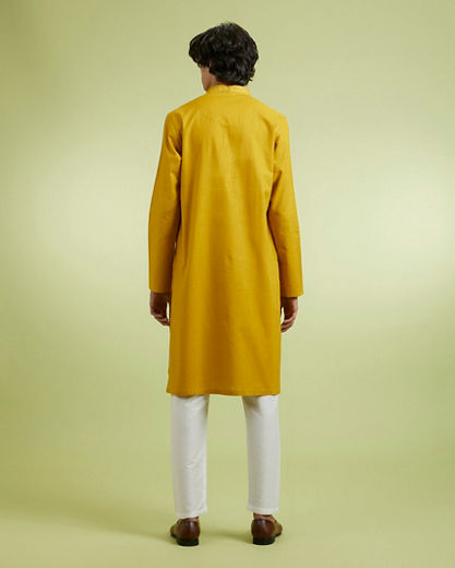 Diwas Men Enchanting Mustard Cotton Kurta Pajama