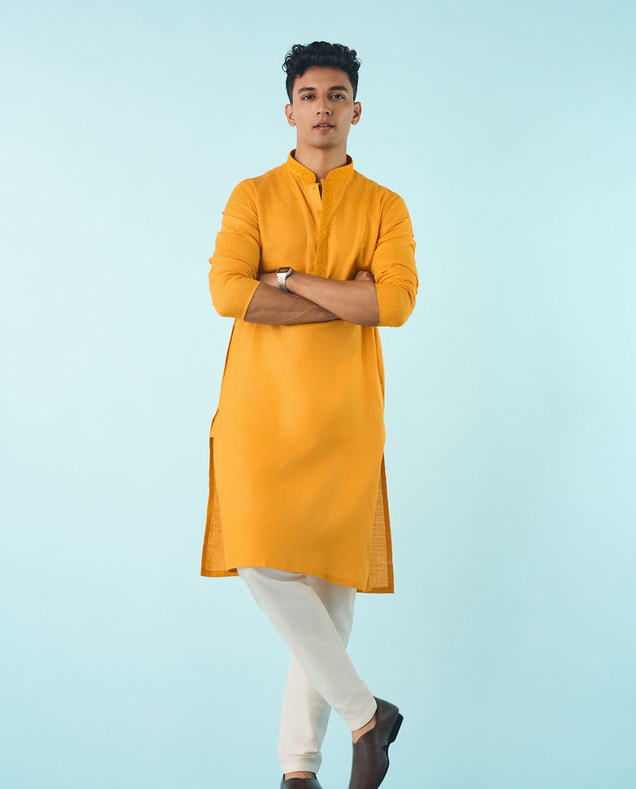 Diwas Men Mustard Delight Kurta Pajama