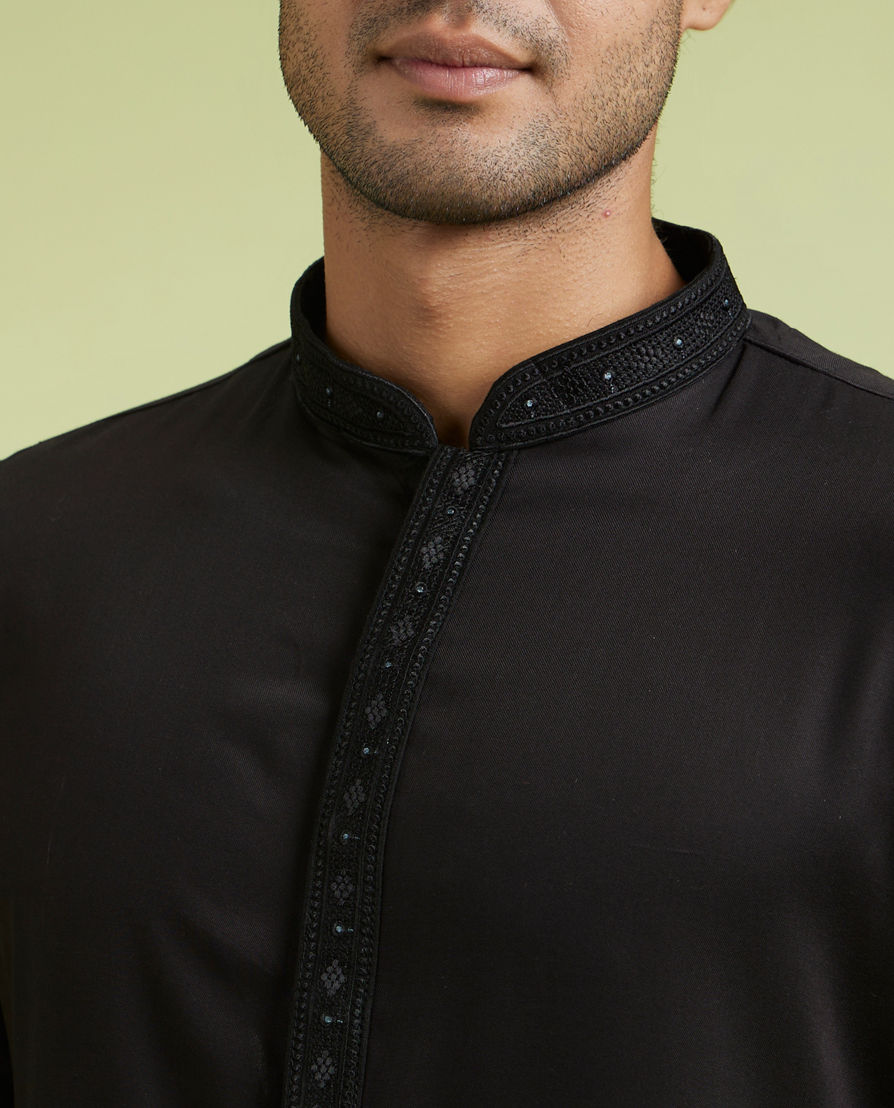 Diwas Men Black Elegance Kurta Pajama