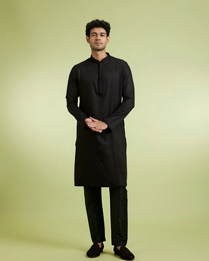 Diwas Men Black Elegance Kurta Pajama