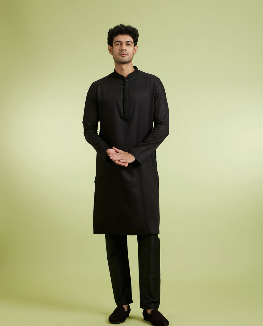 Diwas Men Black Elegance Kurta Pajama