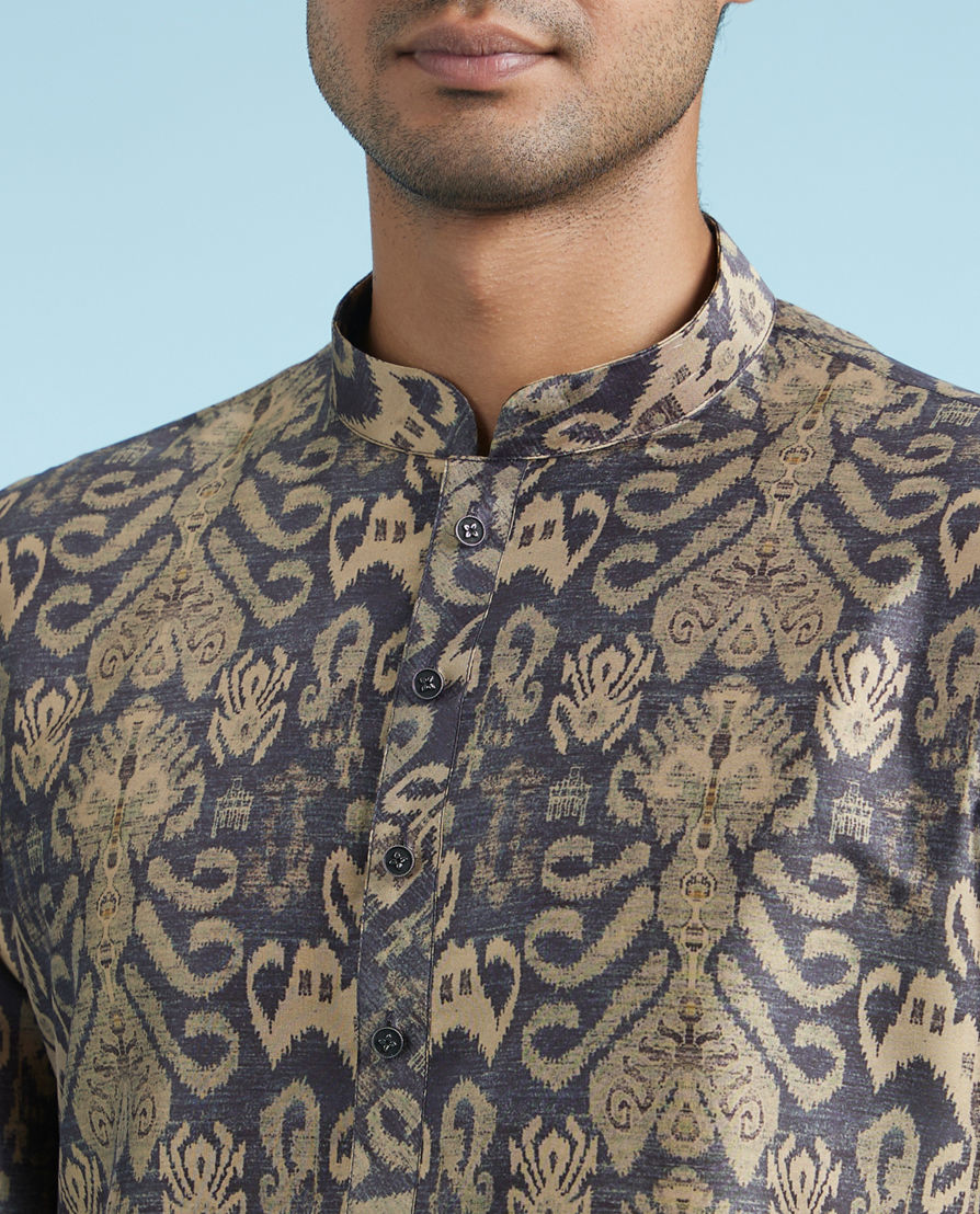 Diwas Men Elegant Dark Blue Kurta Pajama