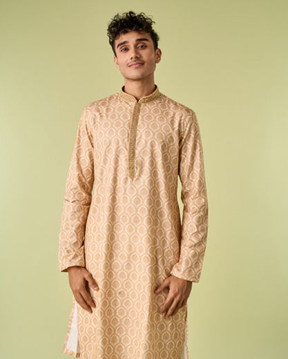 Diwas Men Elegant Beige Kurta Pajama